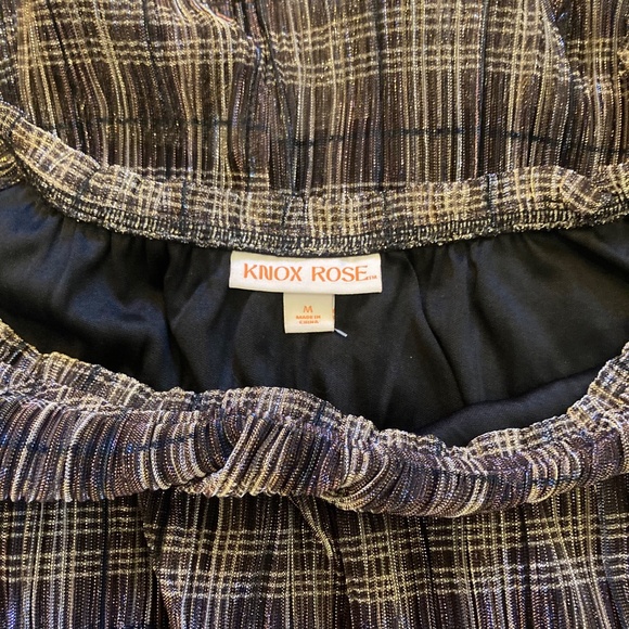 Knox Rose Women's Sz M Shimmery Black Gold Long Sleeve Maxi Dress Holiday Party - Picture 9 of 15